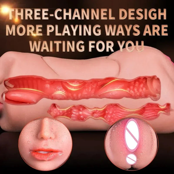 3 IN 1 Artificial Vagina Male Masturbator Cup Realistic Real Oral Anal Clitoris Silicone Masturbation Blowjob Sex Toys for Men