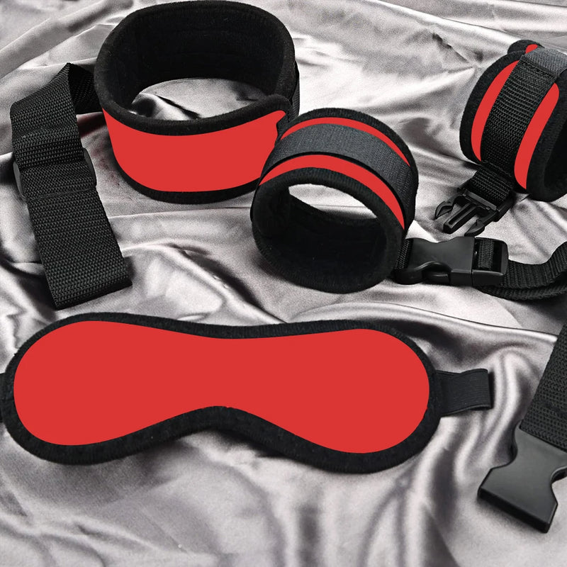 BDSM Adult Sex Toy Kits Sets for Sexy Games Bondage Mask Set Feather Handcuffs Ankle Cuff Restraints for Couple Sexual Aids ﻿18+