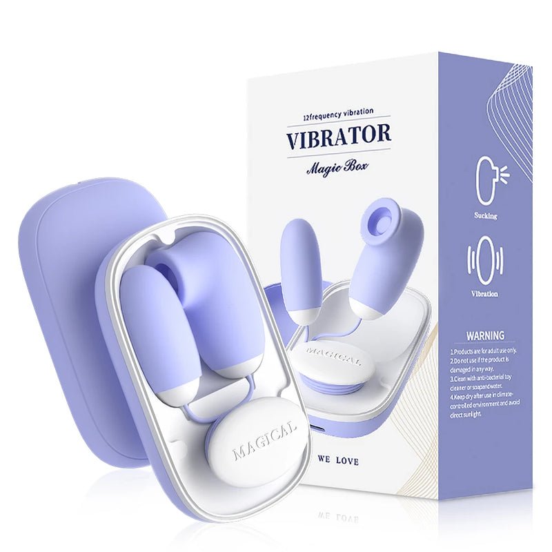 Magic Box Clitoral Sucking Vibrator with Vibrating Egg G Spot Nipple Sucker Stimulator 12 Speeds Vagina Ball Sex Toys for Woman