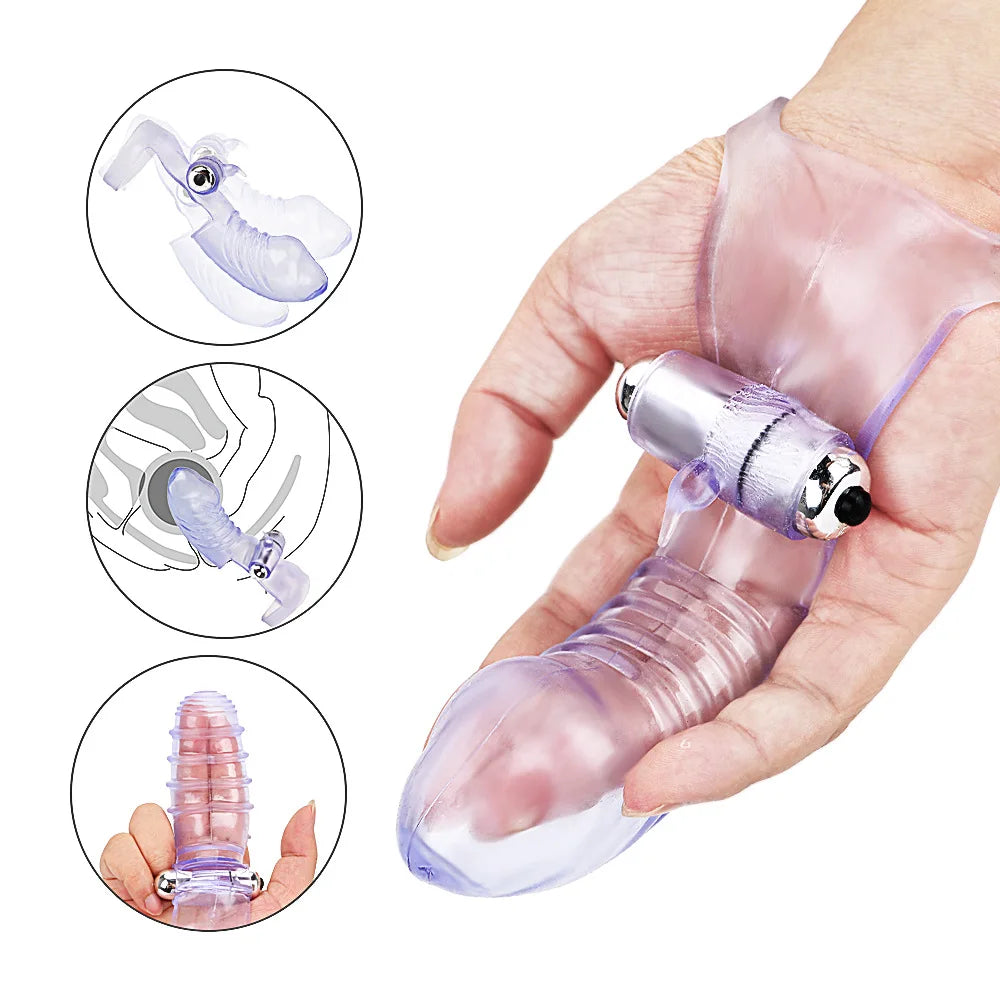 Triple Finger Vibrator Masturbation Clit GSpot Orgasm Massager penis Condom Stick Dildo Rabbit Vibrating Stick Sex Toy for Women