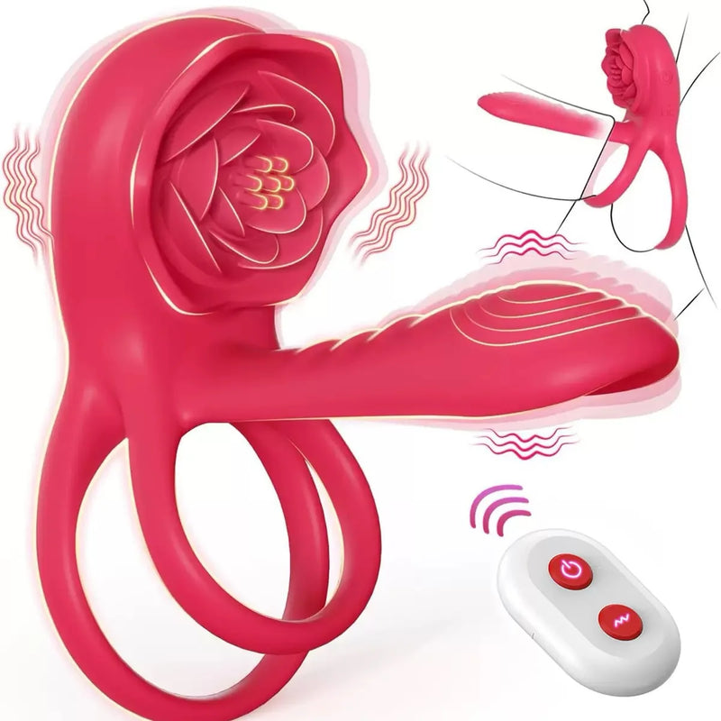 Couple Shared Orgasmic Waterproof Vibration Lock Ring Remote Control Masturbator Silicone Sex Product