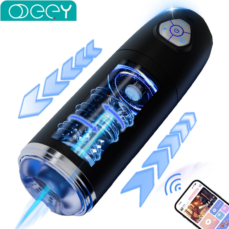 Automatic Male Masturbator APP Controlled Penis Pump with 10 Thrusting & Rotating Electric Pocket Pussy for Men Adult Sex Toys