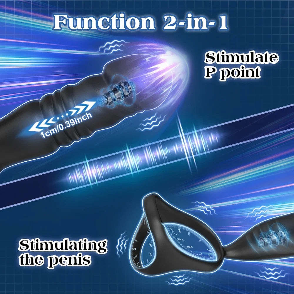 Male Prostate Massager – App Control Thrusting Plug & Support Ring