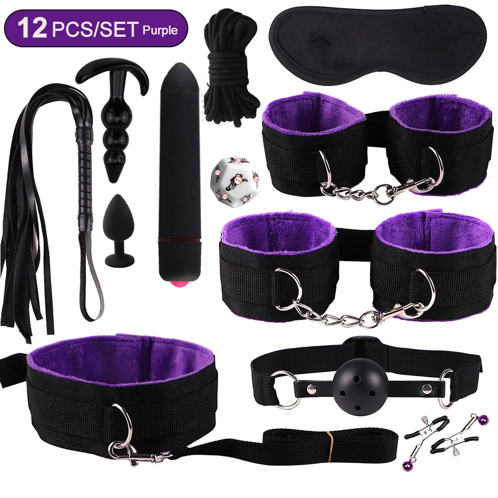 BDSM Adult SM Sex Products Kits Bondage Gear Collar Butt Oral Erotic Bundle Sex Game for Couple  Vibrator female sexulae toy 18