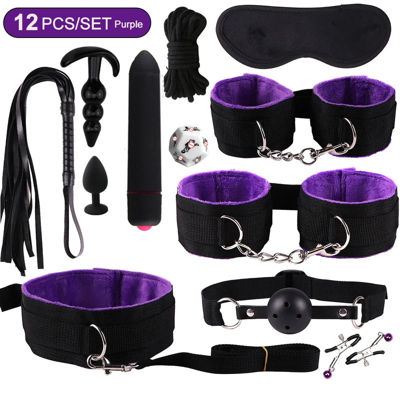 BDSM Adult SM Sex Products Kits Bondage Gear Collar Butt Oral Erotic Bundle Sex Game for Couple  Vibrator female sexulae toy 18