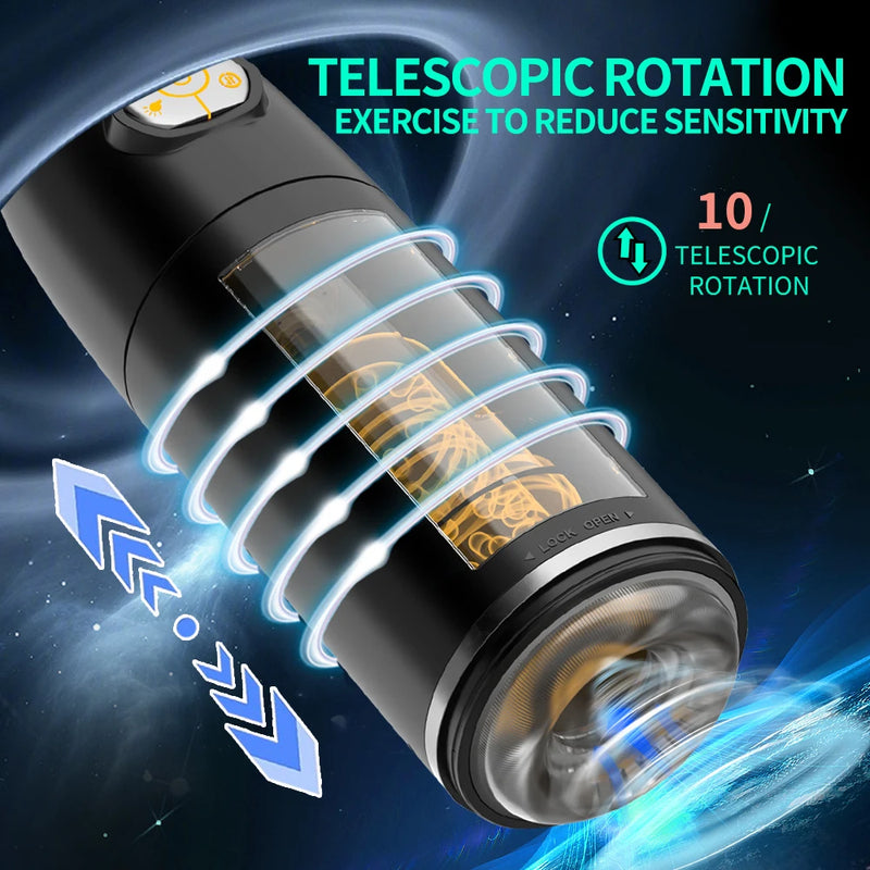 Automatic Male Masturbator APP Controlled Penis Pump with 10 Thrusting & Rotating Electric Pocket Pussy for Men Adult Sex Toys