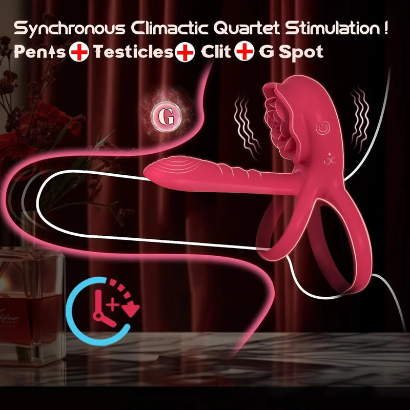 Couple Shared Orgasmic Waterproof Vibration Lock Ring Remote Control Masturbator Silicone Sex Product