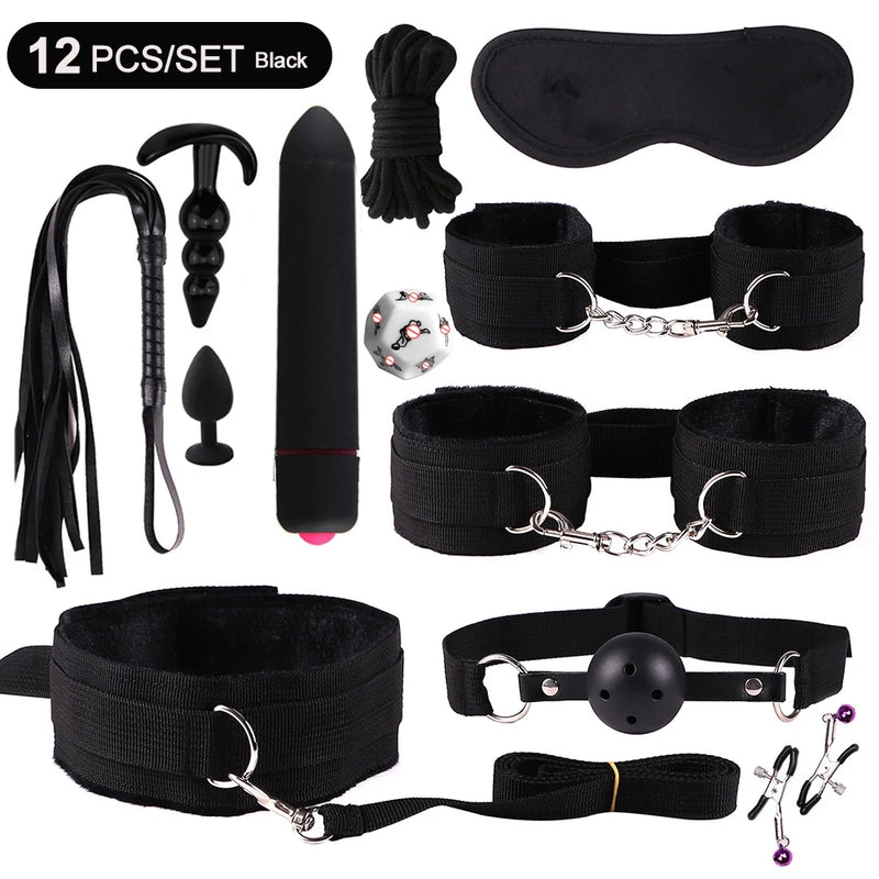 BDSM Adult SM Sex Products Kits Bondage Gear Collar Butt Oral Erotic Bundle Sex Game for Couple  Vibrator female sexulae toy 18