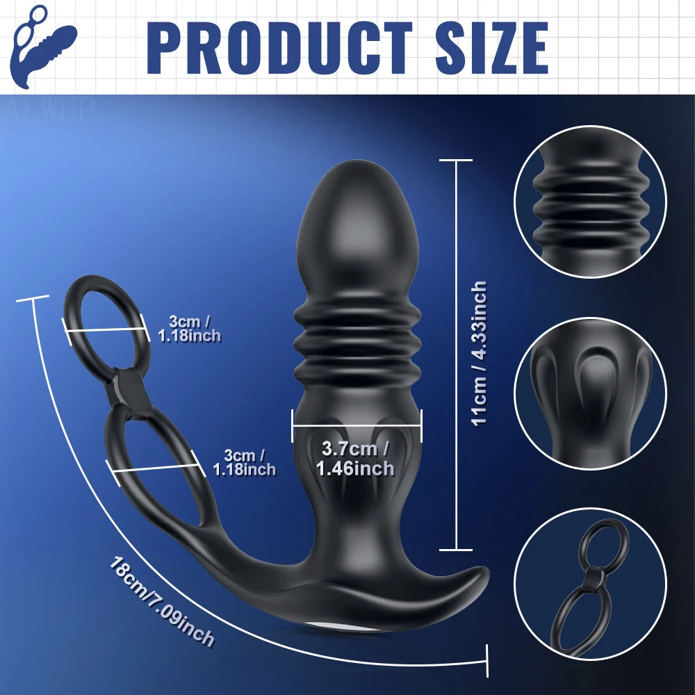 APP Control Thrusting Prostate Massager for Men Telescopic Anal Vibrator for Gay Butt Plug Cock Ring Adult Goods Sex Toy for Men