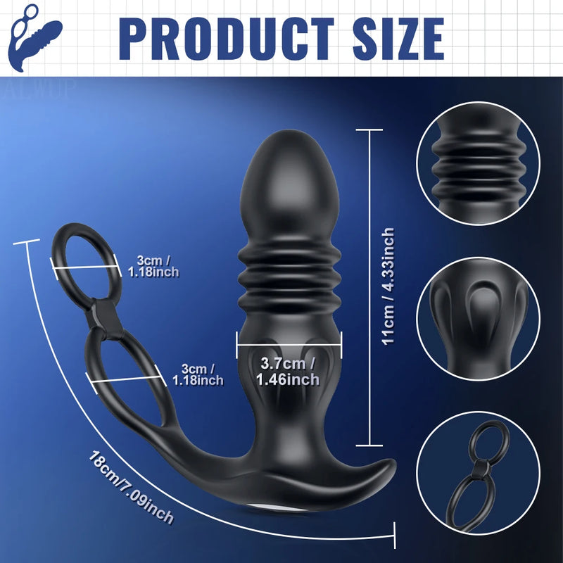 APP Control Thrusting Prostate Massager for Men Telescopic Anal Vibrator for Gay Butt Plug Cock Ring Adult Goods Sex Toy for Men
