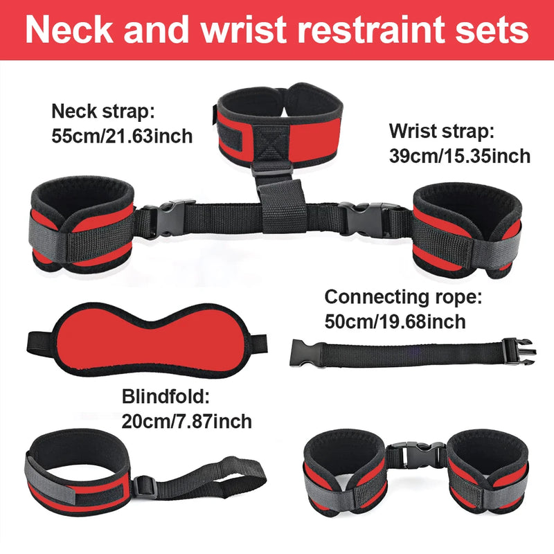 BDSM Adult Sex Toy Kits Sets for Sexy Games Bondage Mask Set Feather Handcuffs Ankle Cuff Restraints for Couple Sexual Aids ﻿18+