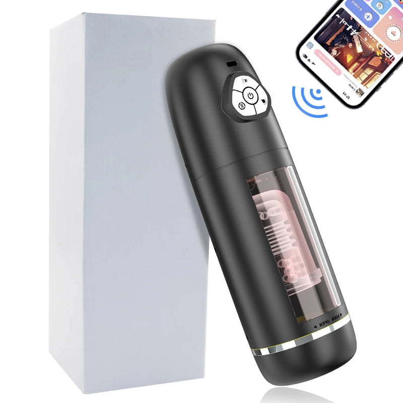 Automatic Male Masturbator APP Controlled Penis Pump with 10 Thrusting & Rotating Electric Pocket Pussy for Men Adult Sex Toys