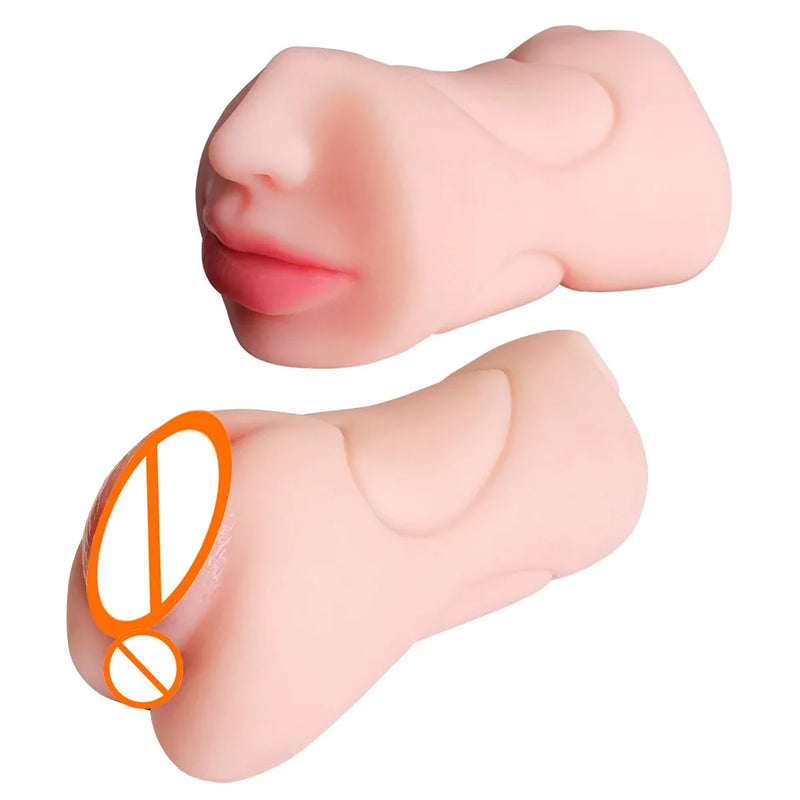 3in1 realistic mouth vagina anal plug male masturbator cup deep throat silicone dildo moves masturbation pleasure toys for men