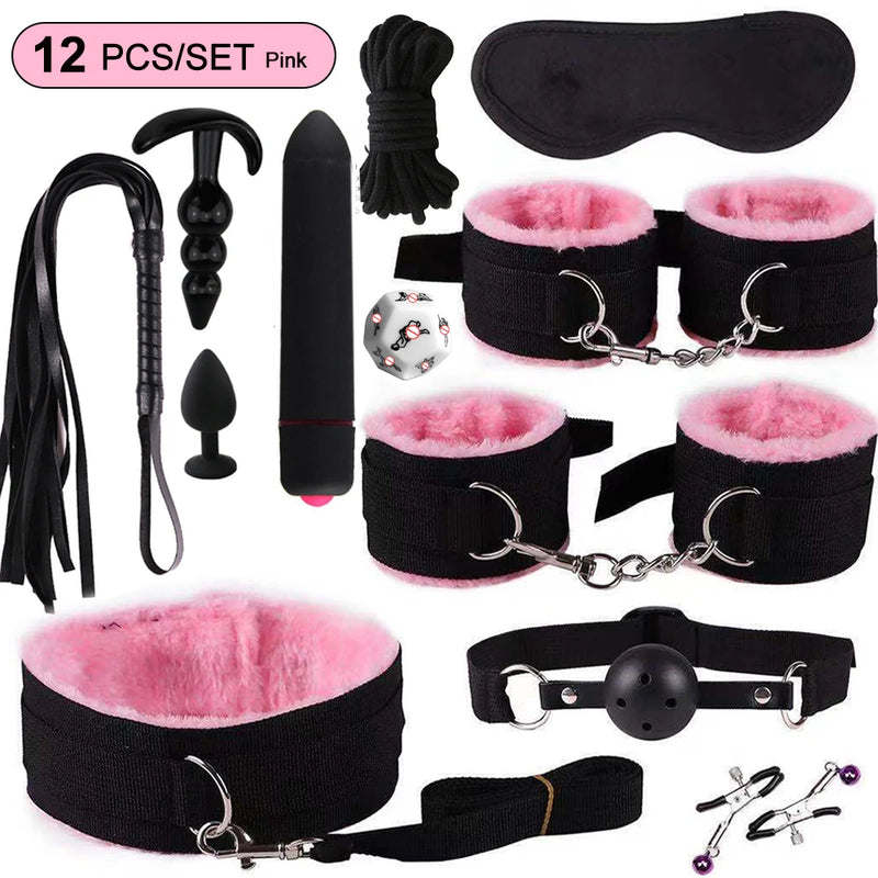 BDSM Adult SM Sex Products Kits Bondage Gear Collar Butt Oral Erotic Bundle Sex Game for Couple  Vibrator female sexulae toy 18