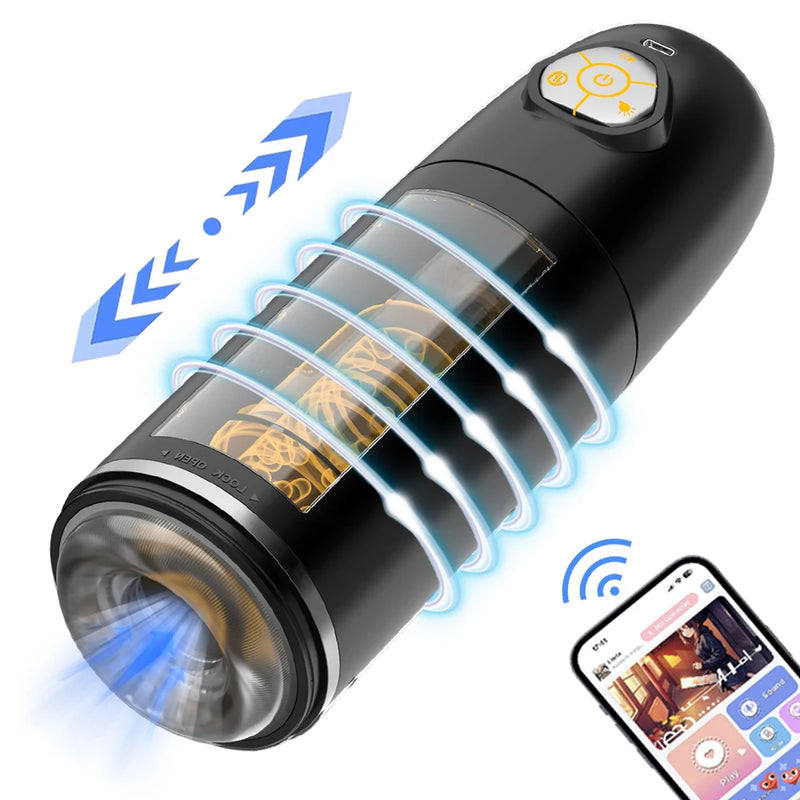 Automatic Male Masturbator APP Controlled Penis Pump with 10 Thrusting & Rotating Electric Pocket Pussy for Men Adult Sex Toys