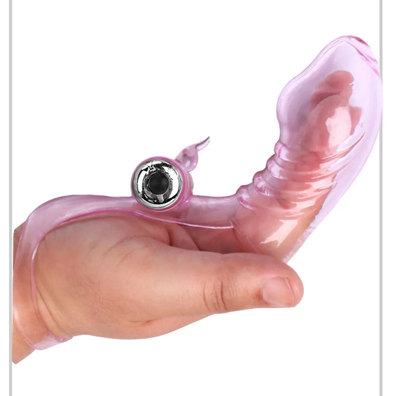 Triple Finger Vibrator Masturbation Clit GSpot Orgasm Massager penis Condom Stick Dildo Rabbit Vibrating Stick Sex Toy for Women