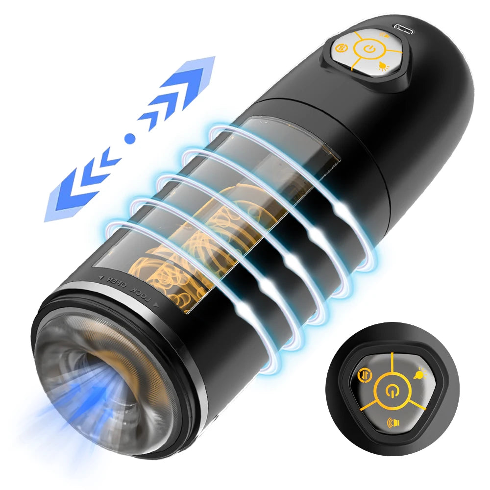 Automatic Male Masturbator APP Controlled Penis Pump with 10 Thrusting & Rotating Electric Pocket Pussy for Men Adult Sex Toys