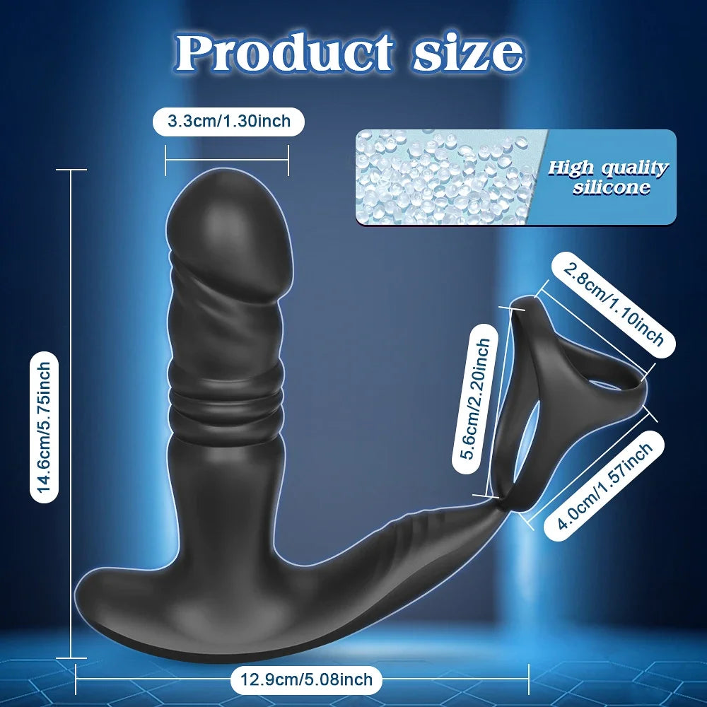 Male Prostate Massager – App Control Thrusting Plug & Support Ring