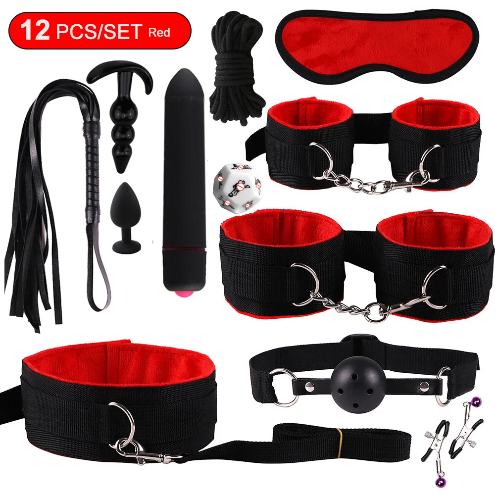BDSM Adult SM Sex Products Kits Bondage Gear Collar Butt Oral Erotic Bundle Sex Game for Couple  Vibrator female sexulae toy 18